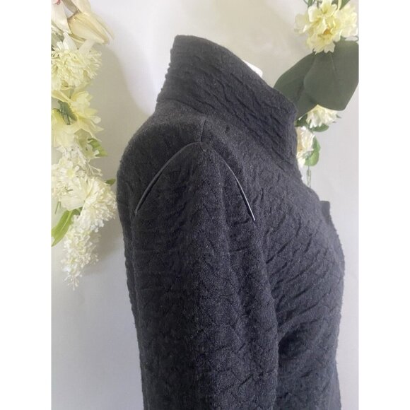Vintage AMS Pure Women's Black Snap Closure Wool Blend Sweater Jacket Sz 8 Spain - Picture 6 of 16